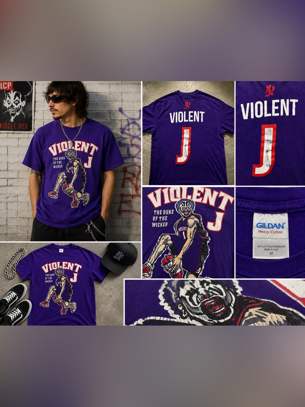 Vintage Style Violent J Tee Purple Horrorcore Rap Merch Mens Medium